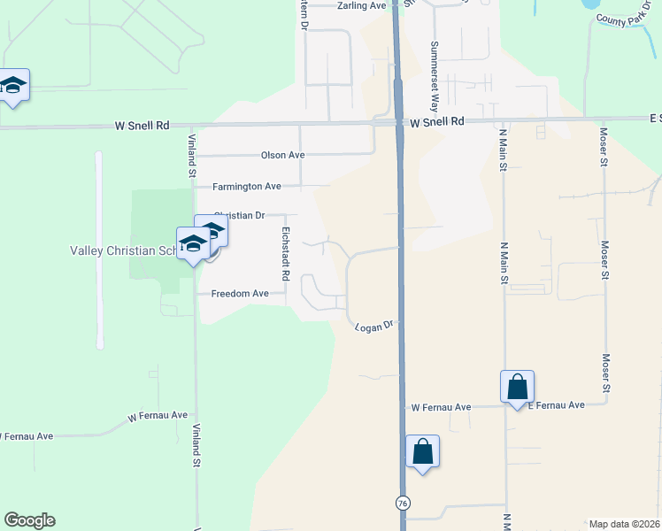 map of restaurants, bars, coffee shops, grocery stores, and more near 3413 Logan Drive in Oshkosh