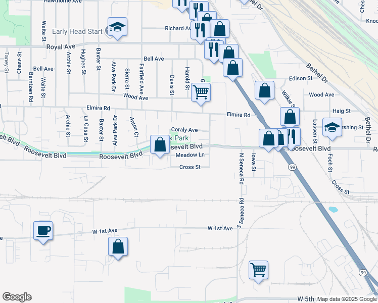 map of restaurants, bars, coffee shops, grocery stores, and more near 238 Maple Street in Eugene