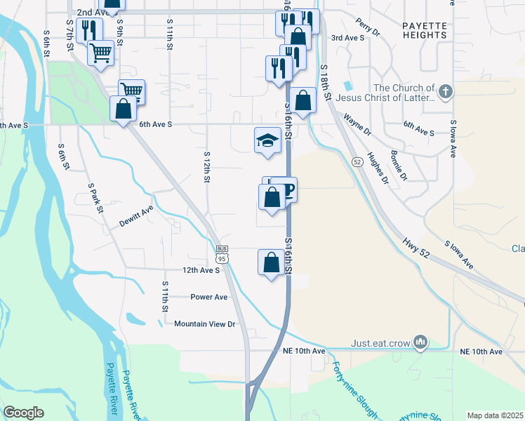 map of restaurants, bars, coffee shops, grocery stores, and more near 720 South 16th Street in Payette