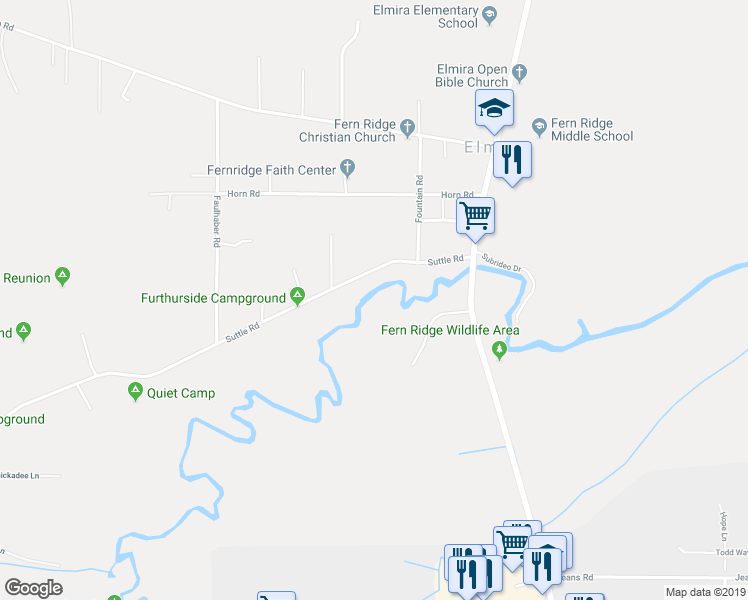 map of restaurants, bars, coffee shops, grocery stores, and more near 24880 Suttle Road in Elmira