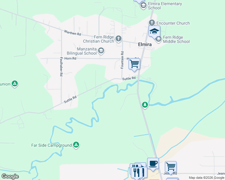 map of restaurants, bars, coffee shops, grocery stores, and more near 24884 Suttle Road in Elmira