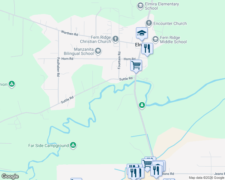 map of restaurants, bars, coffee shops, grocery stores, and more near 24884 Suttle Road in Elmira