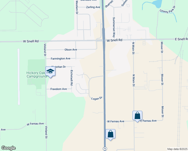 map of restaurants, bars, coffee shops, grocery stores, and more near 3425 Logan Drive in Oshkosh