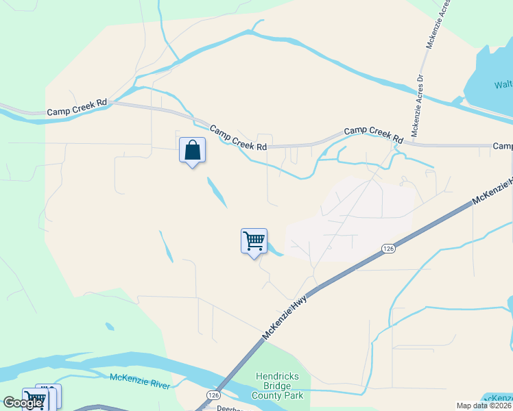 map of restaurants, bars, coffee shops, grocery stores, and more near 38850 Camp Creek Road in Springfield