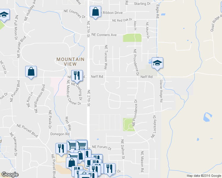 map of restaurants, bars, coffee shops, grocery stores, and more near 1370 Northeast Tucson Way in Bend