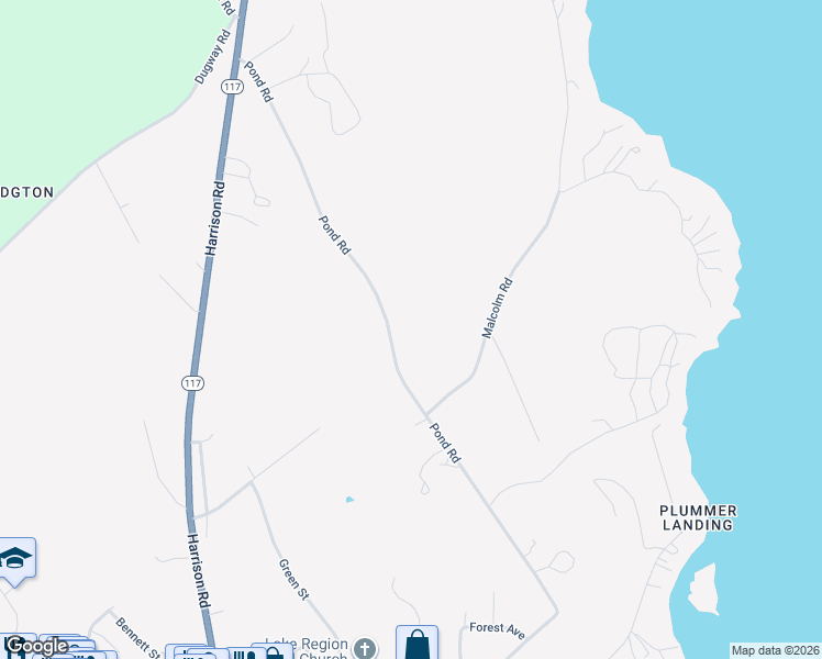 map of restaurants, bars, coffee shops, grocery stores, and more near 128 Pond Road in Bridgton