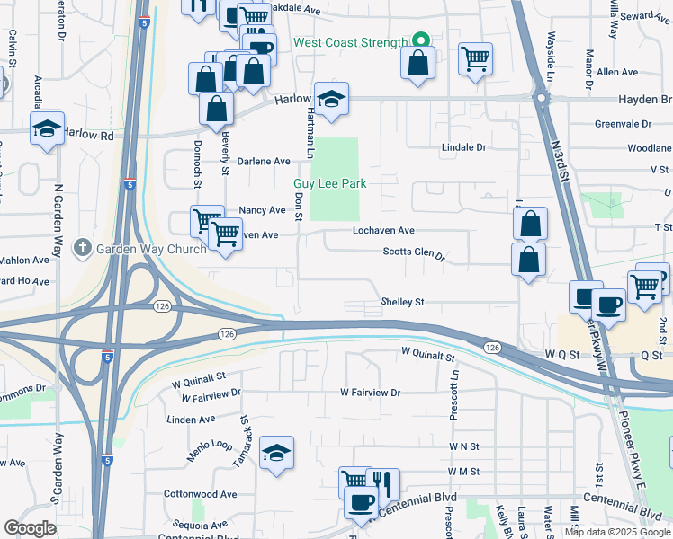 map of restaurants, bars, coffee shops, grocery stores, and more near 743 Scotts Glen Drive in Springfield