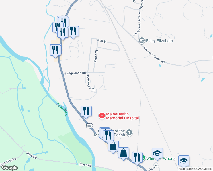 map of restaurants, bars, coffee shops, grocery stores, and more near 165 Ledgewood Road in Conway