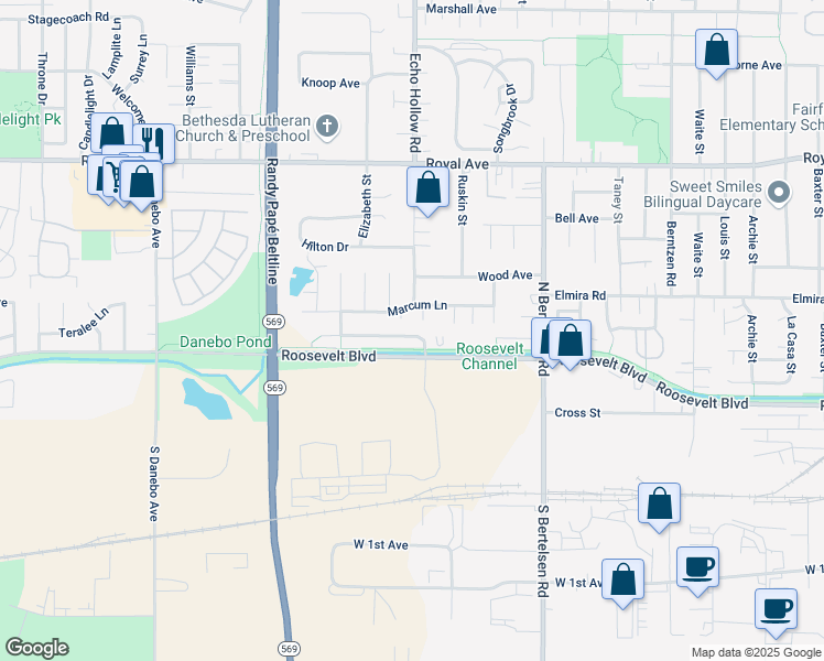 map of restaurants, bars, coffee shops, grocery stores, and more near 4191 Fergus Avenue in Eugene