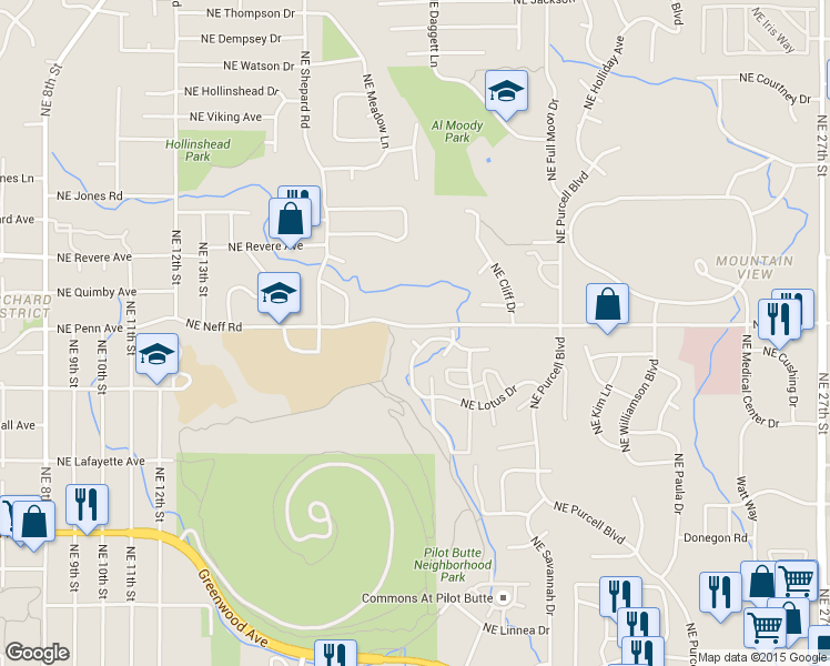 map of restaurants, bars, coffee shops, grocery stores, and more near 1518 Northeast F J Mcclean Court in Bend