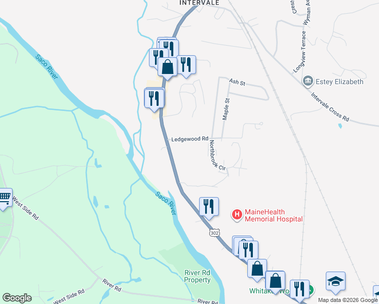 map of restaurants, bars, coffee shops, grocery stores, and more near 51 Ledgewood Road in Conway
