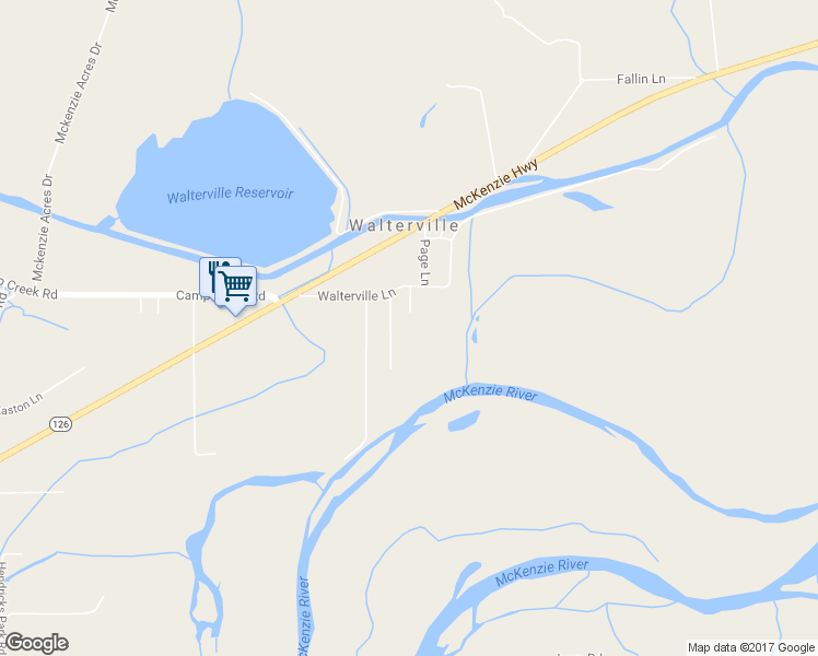 map of restaurants, bars, coffee shops, grocery stores, and more near 39464 Walterville Lane in Springfield