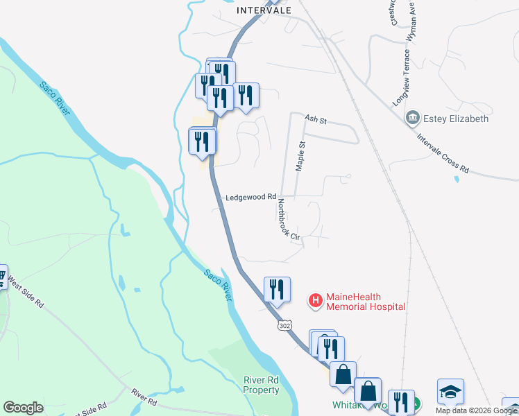 map of restaurants, bars, coffee shops, grocery stores, and more near 51 Ledgewood Road in Conway