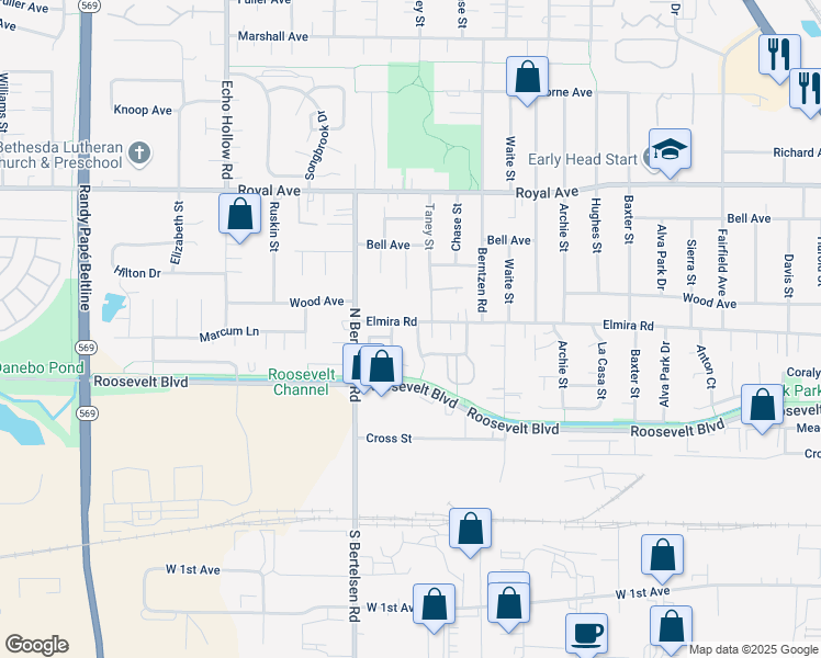 map of restaurants, bars, coffee shops, grocery stores, and more near 392 Mira Court in Eugene