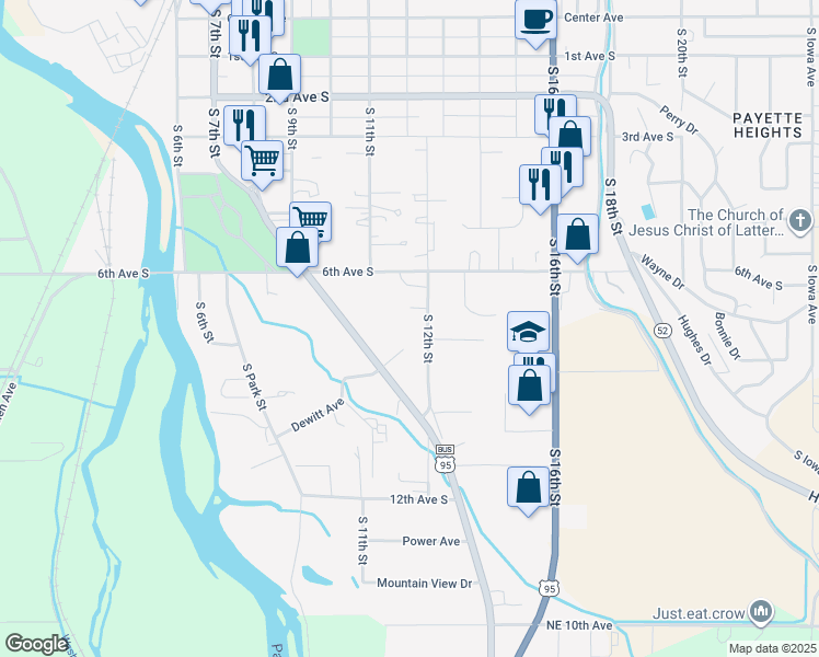 map of restaurants, bars, coffee shops, grocery stores, and more near 660 South 12th Street in Payette