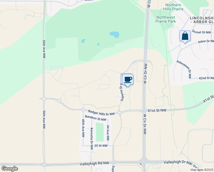 map of restaurants, bars, coffee shops, grocery stores, and more near 4221 West Circle Drive in Rochester