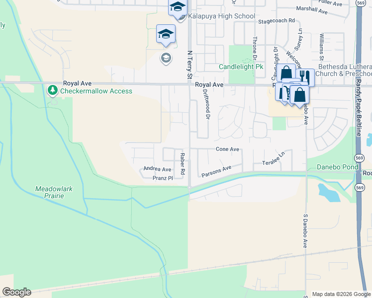 map of restaurants, bars, coffee shops, grocery stores, and more near 673 Raber Road in Eugene