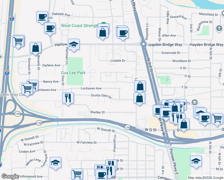 map of restaurants, bars, coffee shops, grocery stores, and more near 642 Scotts Glen Drive in Springfield