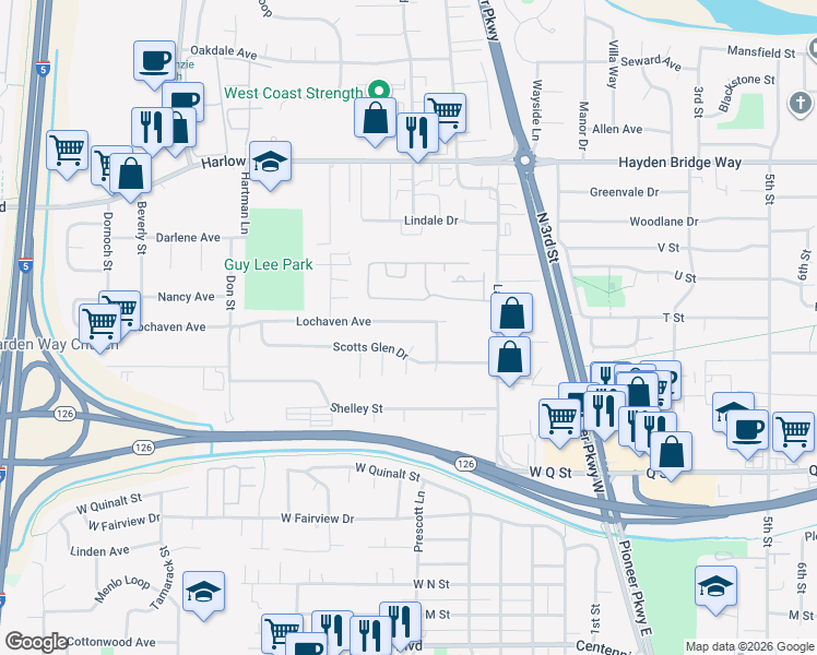 map of restaurants, bars, coffee shops, grocery stores, and more near 642 Scotts Glen Drive in Springfield