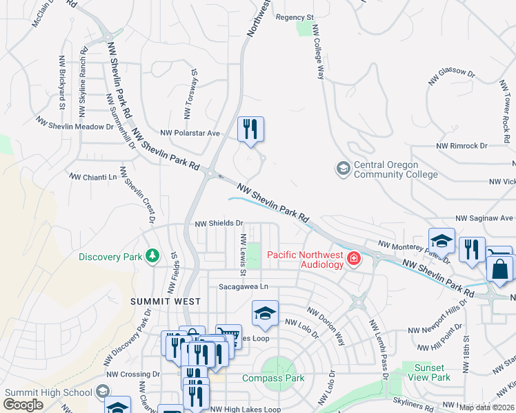 map of restaurants, bars, coffee shops, grocery stores, and more near in Bend