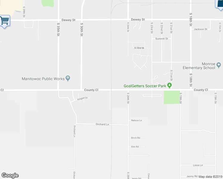 map of restaurants, bars, coffee shops, grocery stores, and more near 2874 Viebahn Street in Manitowoc