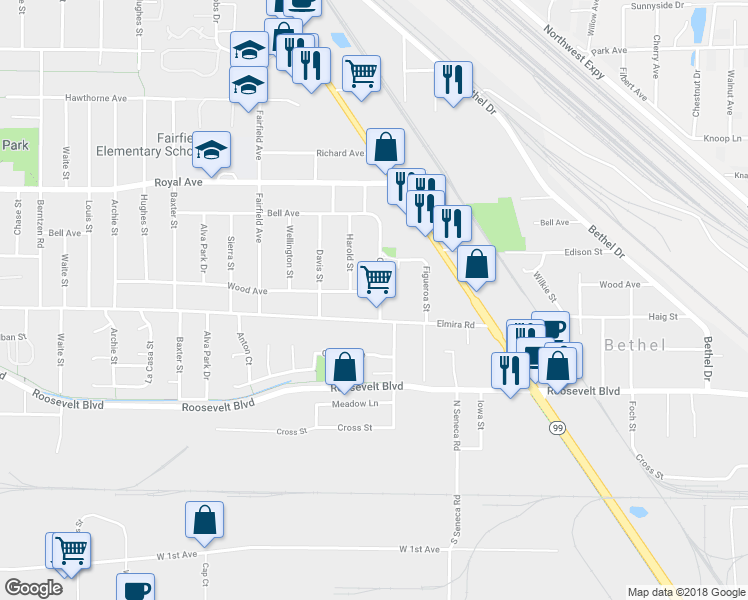 map of restaurants, bars, coffee shops, grocery stores, and more near 480 Gilbert Street in Eugene