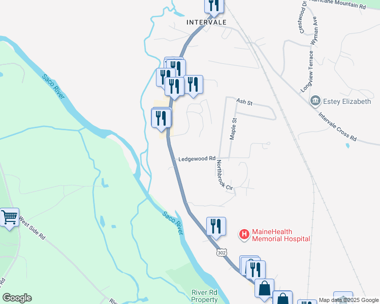 map of restaurants, bars, coffee shops, grocery stores, and more near 67 Ledgewood Road in Conway