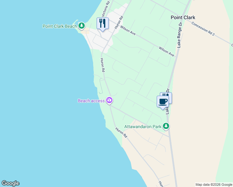 map of restaurants, bars, coffee shops, grocery stores, and more near 801 Meadow Place in Goderich