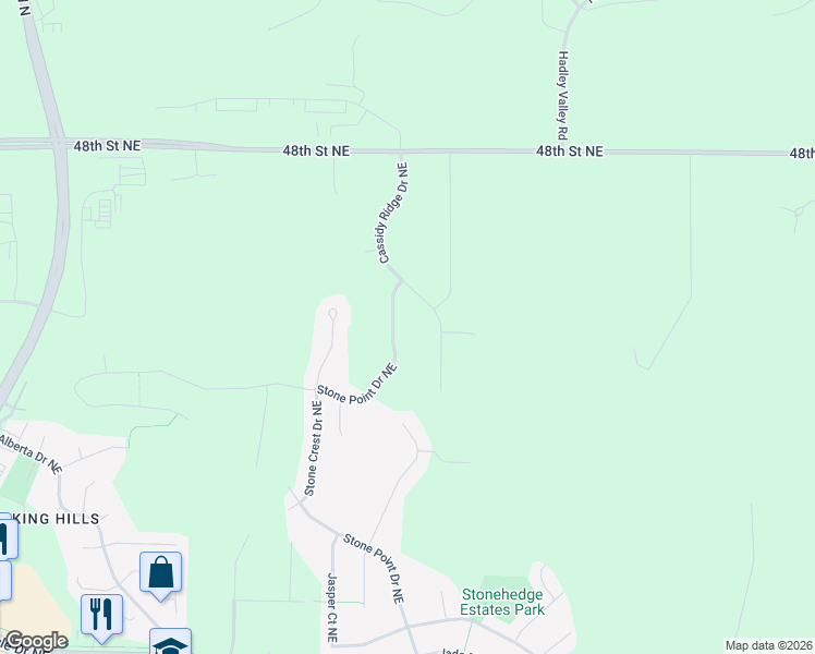 map of restaurants, bars, coffee shops, grocery stores, and more near 4338 Stone Point Drive Northeast in Rochester