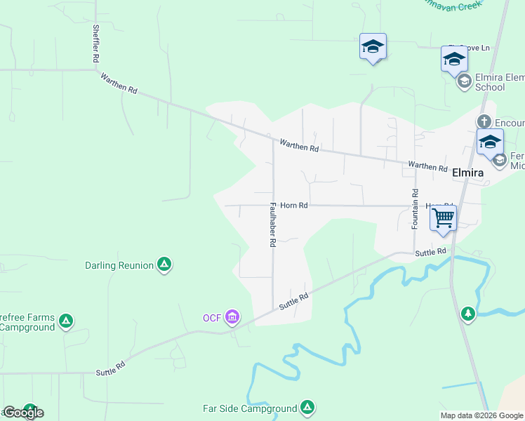 map of restaurants, bars, coffee shops, grocery stores, and more near 88790 Faulhaber Road in Elmira