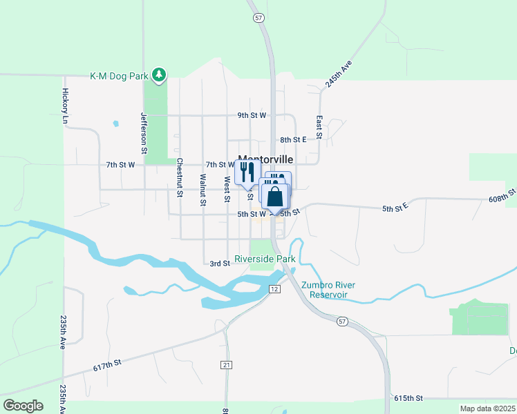 map of restaurants, bars, coffee shops, grocery stores, and more near 511 North Main Street in Mantorville