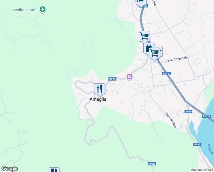map of restaurants, bars, coffee shops, grocery stores, and more near 6 Via Caffaggio in Ameglia