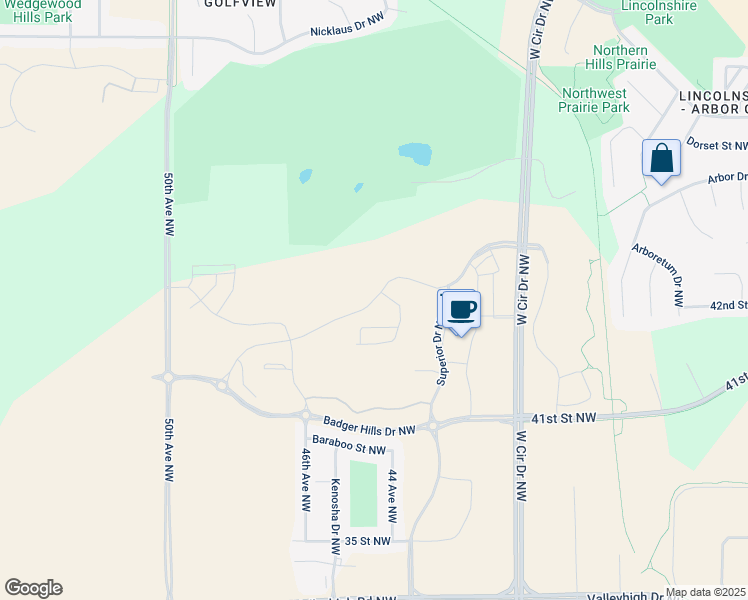 map of restaurants, bars, coffee shops, grocery stores, and more near Alpha Parkway Northwest in Rochester