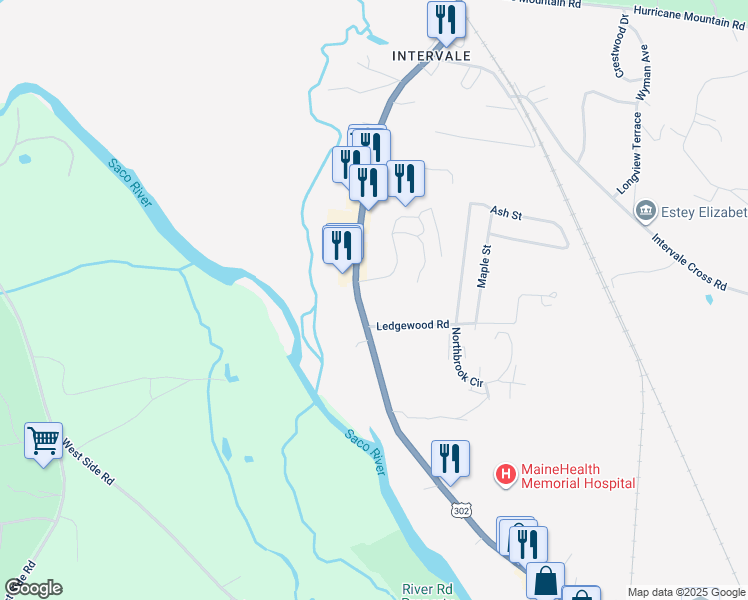 map of restaurants, bars, coffee shops, grocery stores, and more near 3339 White Mountain Highway in Conway