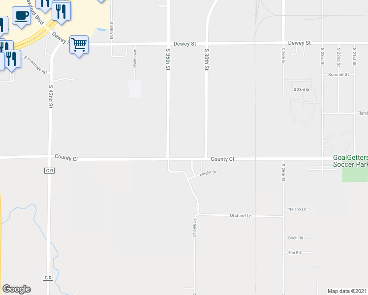 map of restaurants, bars, coffee shops, grocery stores, and more near 2655 South 35th Street in Manitowoc