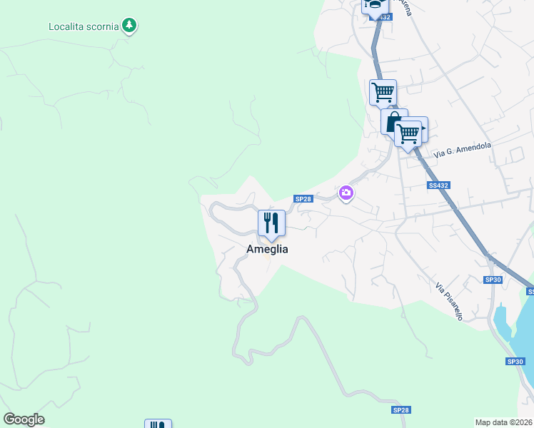 map of restaurants, bars, coffee shops, grocery stores, and more near 6 Via Caffaggio in Ameglia