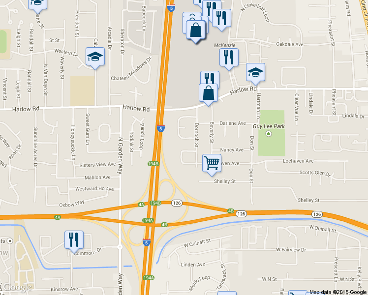 map of restaurants, bars, coffee shops, grocery stores, and more near 1268 Lorne Loop in Springfield