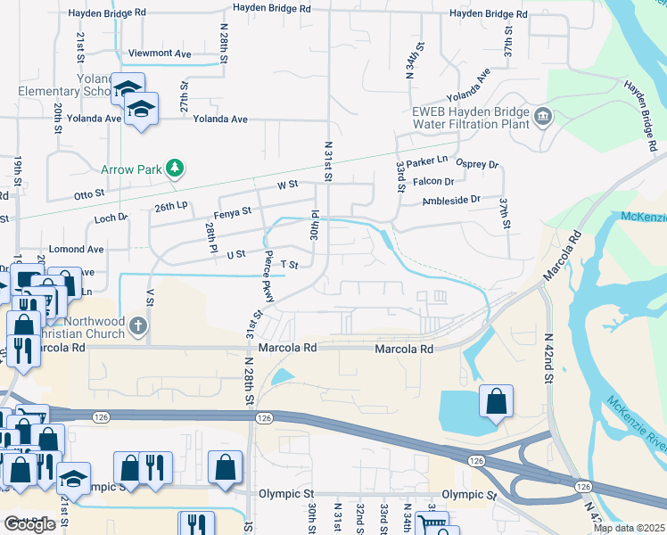 map of restaurants, bars, coffee shops, grocery stores, and more near 2167 North 31st Street in Springfield