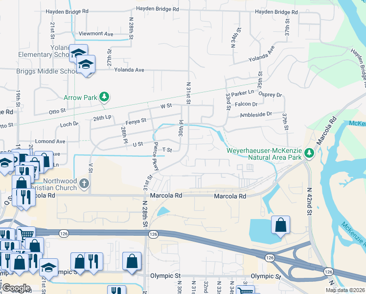 map of restaurants, bars, coffee shops, grocery stores, and more near 2167 North 31st Street in Springfield