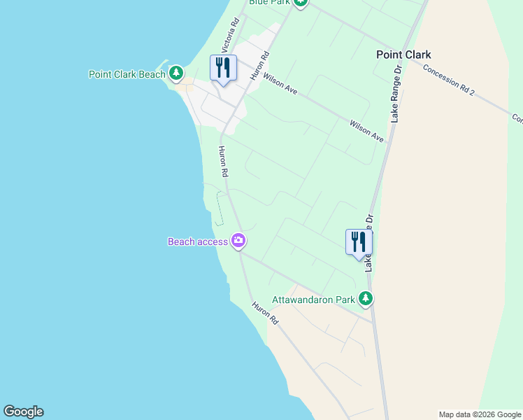 map of restaurants, bars, coffee shops, grocery stores, and more near 801 Meadow Place in Goderich