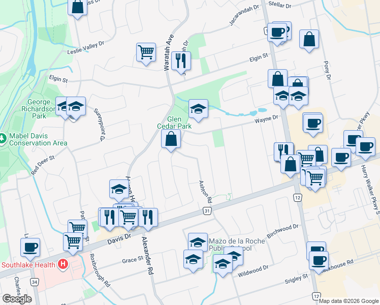 map of restaurants, bars, coffee shops, grocery stores, and more near in Newmarket