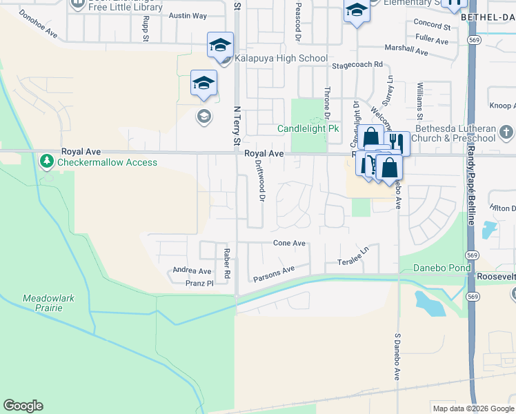 map of restaurants, bars, coffee shops, grocery stores, and more near 635 Woodland Acres Lane in Eugene