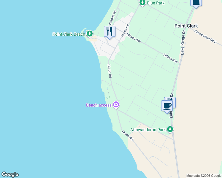 map of restaurants, bars, coffee shops, grocery stores, and more near 332 Tyendinaga Road in Goderich