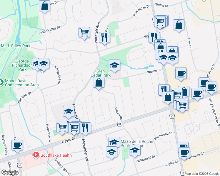 map of restaurants, bars, coffee shops, grocery stores, and more near 122 Rutledge Avenue in Newmarket
