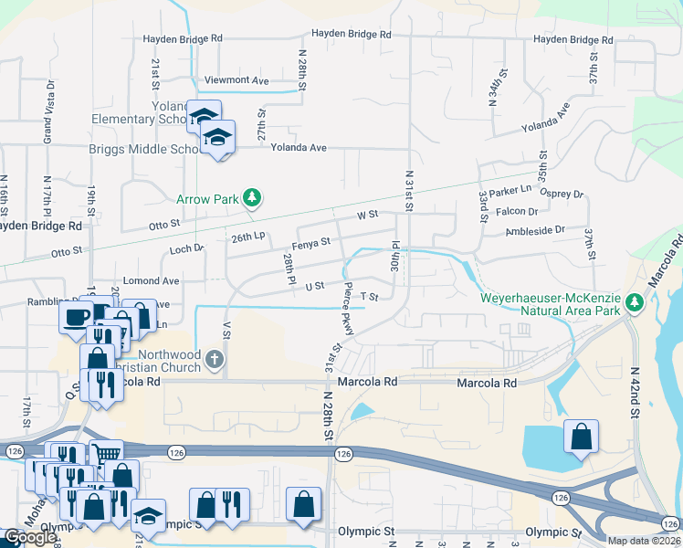 map of restaurants, bars, coffee shops, grocery stores, and more near 2072-2088 North 31st Street in Springfield