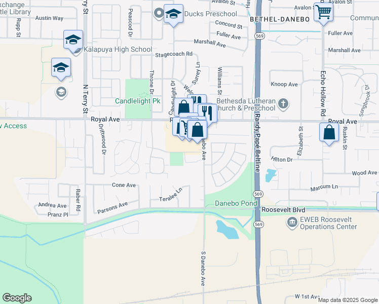 map of restaurants, bars, coffee shops, grocery stores, and more near 4815 Unthank St in Eugene