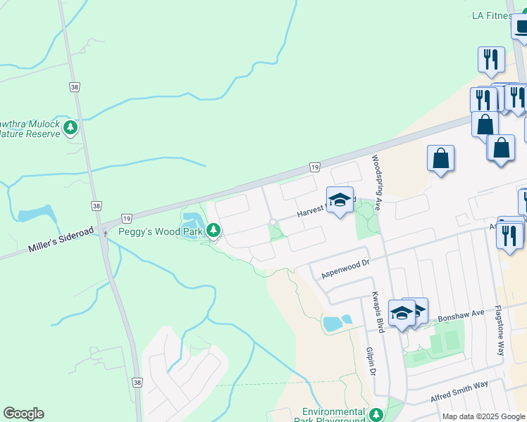 map of restaurants, bars, coffee shops, grocery stores, and more near in East Gwillimbury