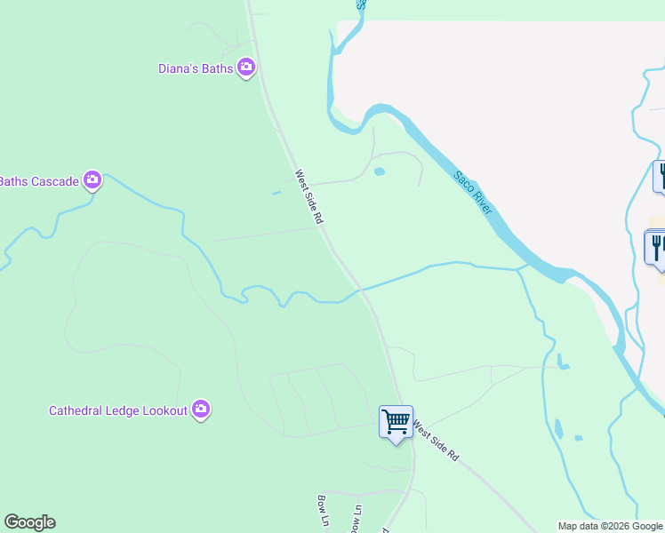 map of restaurants, bars, coffee shops, grocery stores, and more near 3648 West Side Road in Conway