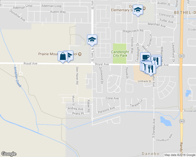 map of restaurants, bars, coffee shops, grocery stores, and more near 717 Woodland Acres Lane in Eugene