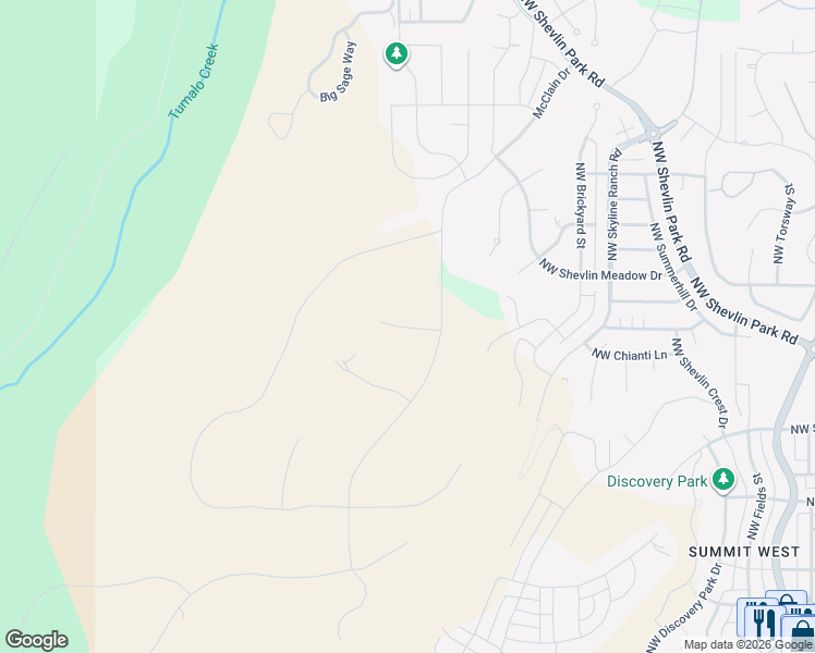map of restaurants, bars, coffee shops, grocery stores, and more near 3150 Northwest Anderson Ranch Road in Bend